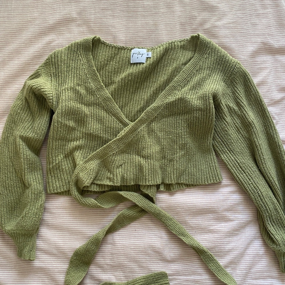 Princess Polly green sweater wrap top
